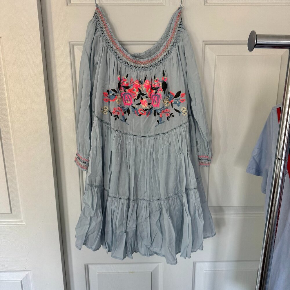 Free People Sunbeams Blue Embroidered Mini Dress - Picture 5 of 6